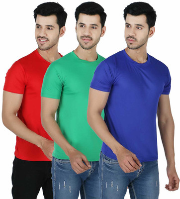 Newsingh Solid Men Round Neck Red T-Shirt