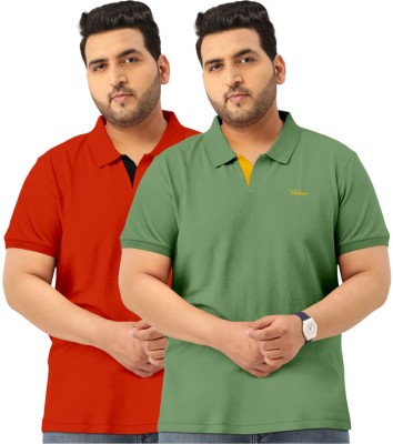 TAB91 Solid Men Polo Neck Red, Green T-Shirt