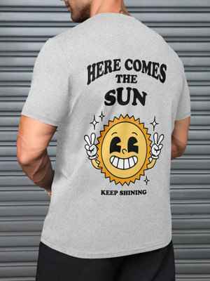 Triptee Printed Men Round Neck Grey T-Shirt