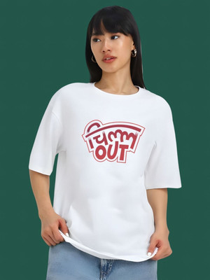 Dressberry Graphic Print Women Round Neck White T-Shirt