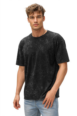 Crazy Guy Tie & Dye Men Round Neck Black T-Shirt