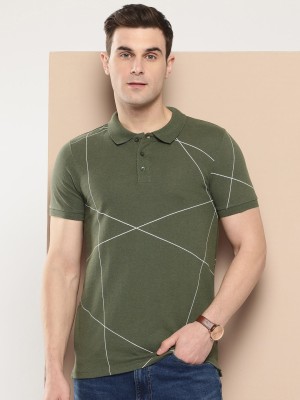 INVICTUS Striped Men Polo Neck Green T-Shirt