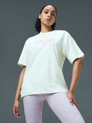 TECHNOSPORT Printed Women Crew Neck White T-Shirt