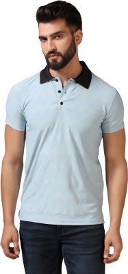 chakudee Solid Men Polo Neck Blue T-Shirt