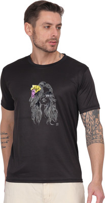 LIFE STYLE COMMERCE Printed Men Round Neck Black T-Shirt