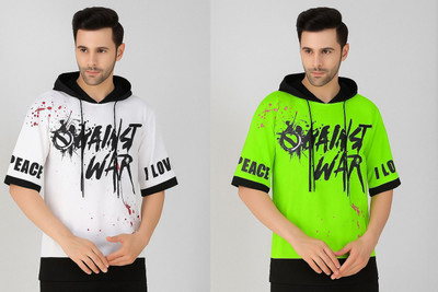 cnw Graphic Print Men Hooded Neck Multicolor T-Shirt