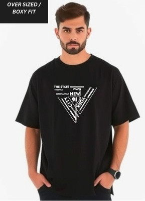 UrGear Printed Men Round Neck Black T-Shirt