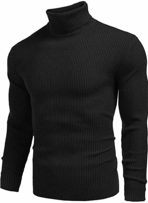 SHRIGANESH ENTERPRISES Solid Turtle Neck Casual Men Black Sweater