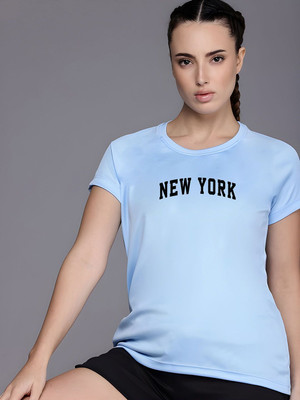 SZN Graphic Print Women Round Neck Light Blue T-Shirt