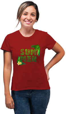 SmarTee Street Printed Women Round Neck Red T-Shirt