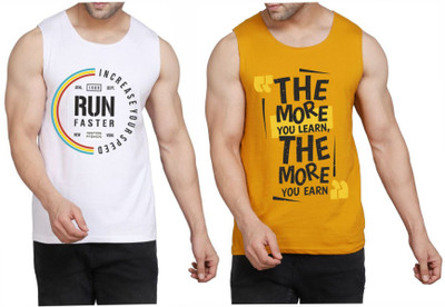WOOSTRO Graphic Print Men Round Neck White, Yellow T-Shirt