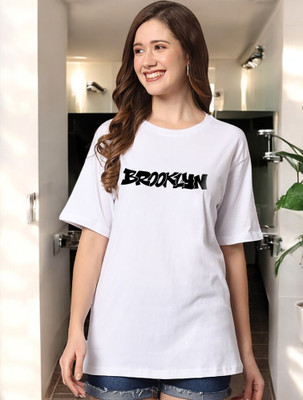 Shonisha Typography Women Round Neck Black T-Shirt