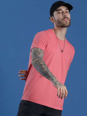 EPPE Solid Men Round Neck Pink T-Shirt