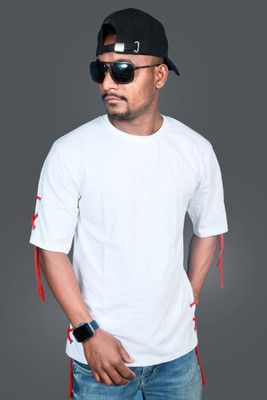 Ajworld Solid Men Round Neck White T-Shirt