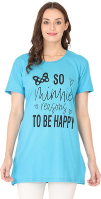 ILLUSTRIOUS Solid Women Round Neck Light Blue T-Shirt