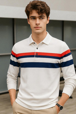 Bolderift Solid Men Polo Neck White T-Shirt