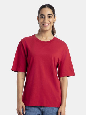JOCKEY Solid Women Round Neck Red T-Shirt