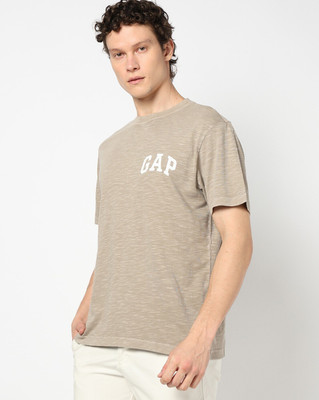GAP Graphic Print Men Round Neck Beige T-Shirt
