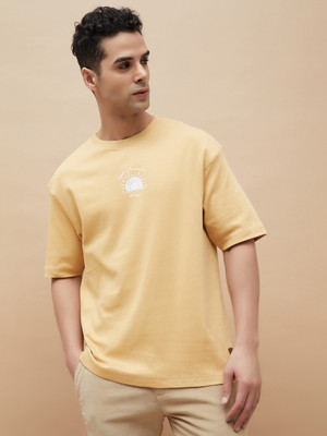 CODE by Lifestyle Printed Men Round Neck Yellow T-Shirt
