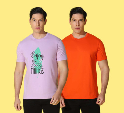 WOOSTRO Printed Men Round Neck Multicolor T-Shirt