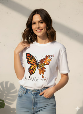 DRXXFIT Graphic Print, Solid Women Crew Neck White T-Shirt