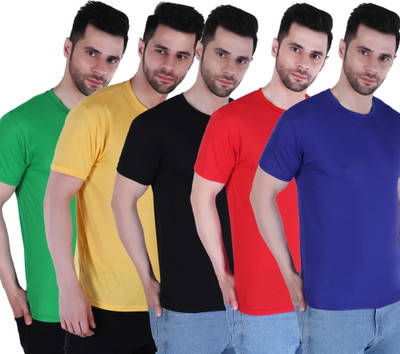 Pickurtees Solid Men Round Neck Multicolor T-Shirt