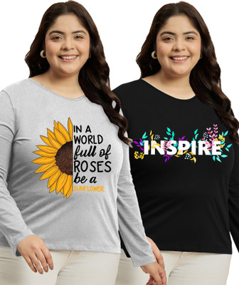 Elite soul Floral Print Women Round Neck Multicolor T-Shirt