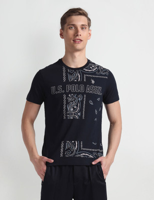 U.S. Polo Assn. Denim Co. Printed Men Round Neck Blue T-Shirt