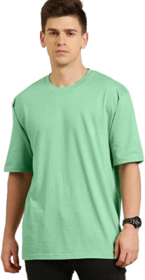 CHITRA STYLE Solid Men Round Neck Green T-Shirt
