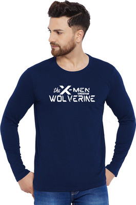 Organic Chics Typography Men Round Neck Dark Blue T-Shirt
