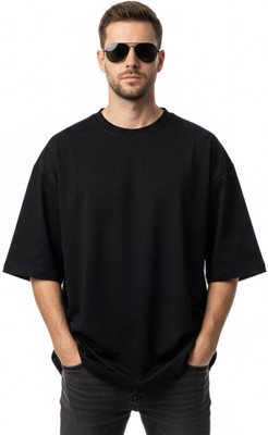 newtrends Solid Men Round Neck Black T-Shirt