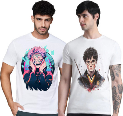 FIRST ARRIVAL Printed Men Round Neck White T-Shirt