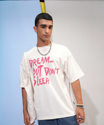 HIGHLANDER Typography Men Round Neck White T-Shirt