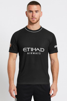 SSA Printed Men Polo Neck Black T-Shirt