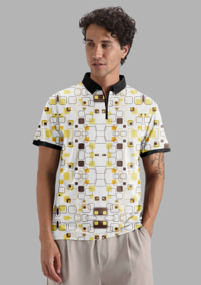FTX Printed Men Polo Neck Yellow T-Shirt