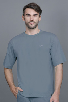 GODFREY Solid Men Round Neck Dark Blue T-Shirt