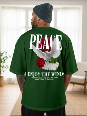 annnackel Graphic Print Men Round Neck Dark Green T-Shirt
