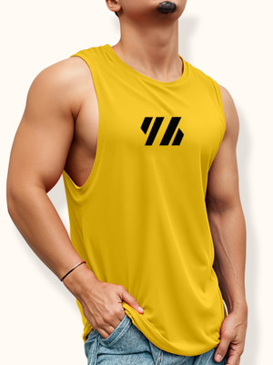 FTX Printed Men Round Neck Yellow T-Shirt