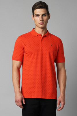 Louis Philippe Sport Printed Men Polo Neck Orange T-Shirt