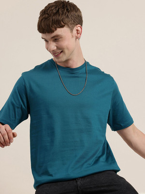HERE&NOW Solid Men Round Neck Green T-Shirt