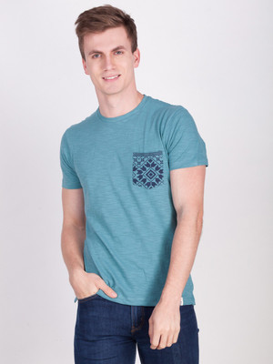 Force NXT Solid Men V Neck Blue T-Shirt