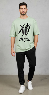 Clever Fox Graphic Print Men Round Neck Light Green T-Shirt