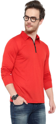 JB Jangoboy Solid Men Polo Neck Red T-Shirt