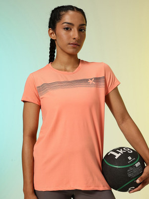 HRX by Hrithik Roshan Printed Women Round Neck Pink T-Shirt