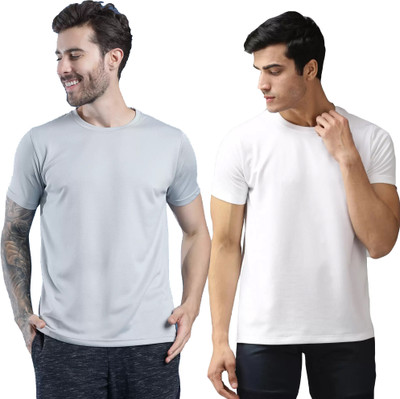 Tresna Fab Printed Men Round Neck Grey, White T-Shirt