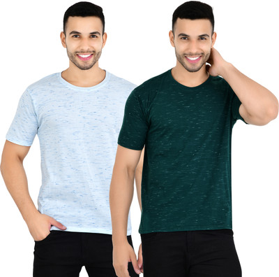 YUALIN CREATION Solid Men Round Neck Multicolor T-Shirt