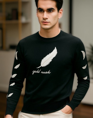 Teezler Printed Men Round Neck Black T-Shirt