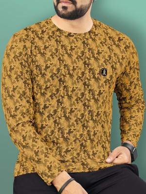 VeBNoR Printed Men Round Neck Yellow T-Shirt