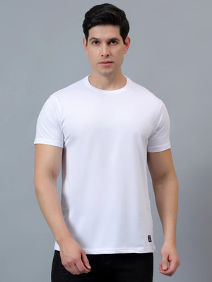 CANTABIL Solid Men Round Neck White T-Shirt