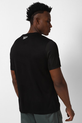 REEBOK Graphic Print Men Round Neck Black T-Shirt
